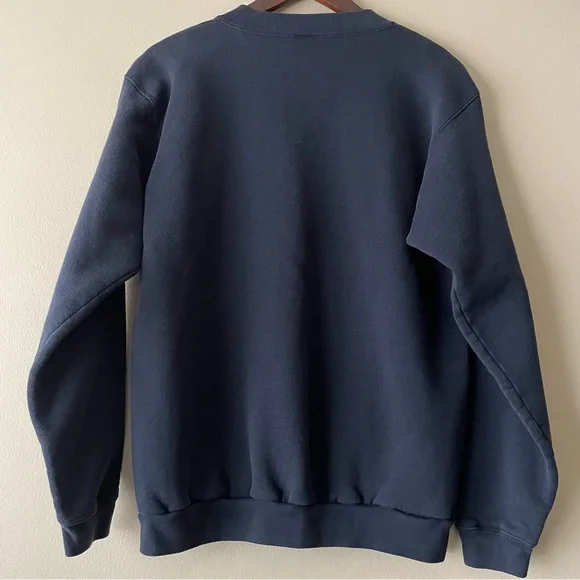 VTG Embroidered Heavyweight Navy Blue USA Sweatshirt L - Picture 2 of 6